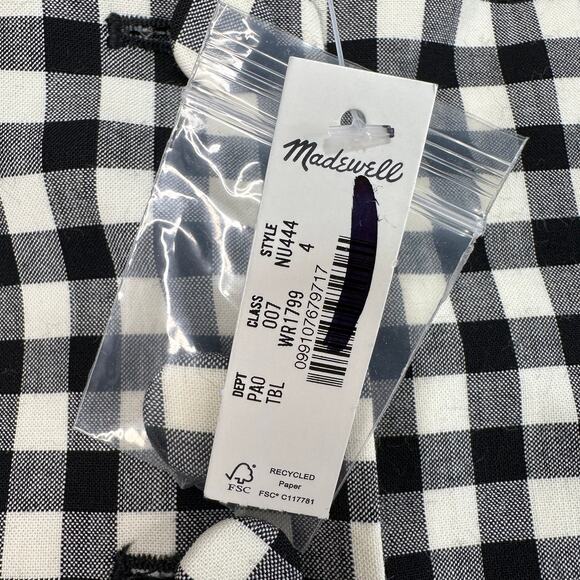 Madewell Single-Breasted Crewneck Vest Sz 4 Black White Gingham Wool Blend Lined - Picture 6 of 10